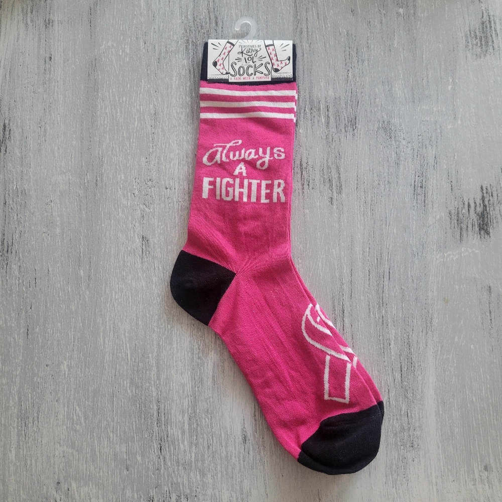 2/$15 Always a Fighter Crew Socks